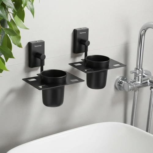 Sanmay Stainless Steel Victoria Bathroom Wall Mounted Glass Holder (Set of 2) - Image 2
