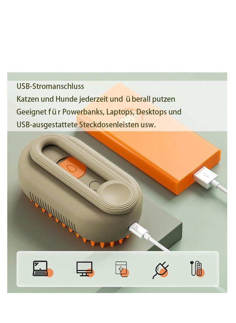 Zikra فرشاة قطط مع رذاذ، فرشاة حيوانات أليفة، فرشاة قطط، فرشاة تنظيف لشعر الحيوانات الأليفة، مزيل شعر حيوانات أليفة متعدد الوظائف 3 في 1، 84 سن مدور وناعم، مثالي للتدليك والعناية وإزالة الشعر (بني) - Image 3