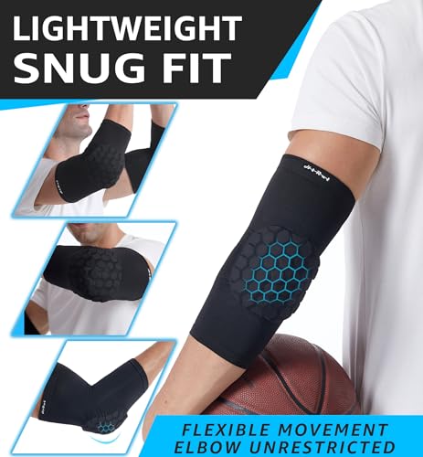 HiRui Elbow Pads, Basketball Baseball Elbow Brace Elbow Support Arm Compression Sleeve Collision Avoidance Elbow Pad for Volleyball Cycling Football Work Out, Women&Men(1Pair) (Black, XL) - Image 3