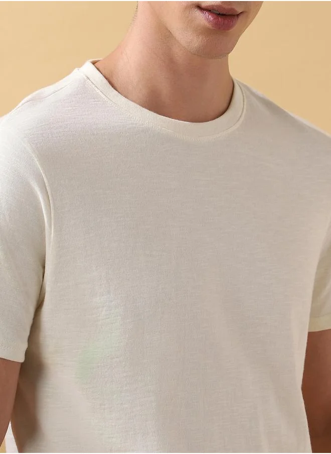 Dennis Lingo Marshmallow Cotton Printed Pattern Regular Fit T-Shirts for Men with Round Neck Neckline Half Sleeves Regular Length Upper Body Wear T-shirts Knitted Weave - Perfect for Lifestyle Occasions