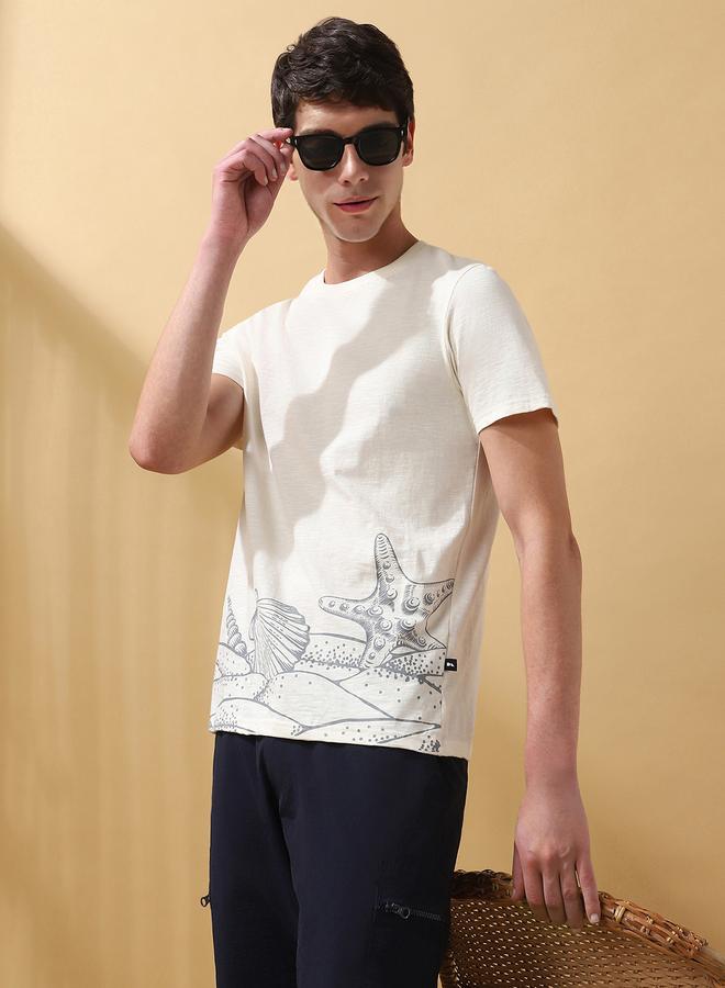 Dennis Lingo Men's Marshmallow 100% Cotton Printed Regular Fit T-Shirt  - Image 1