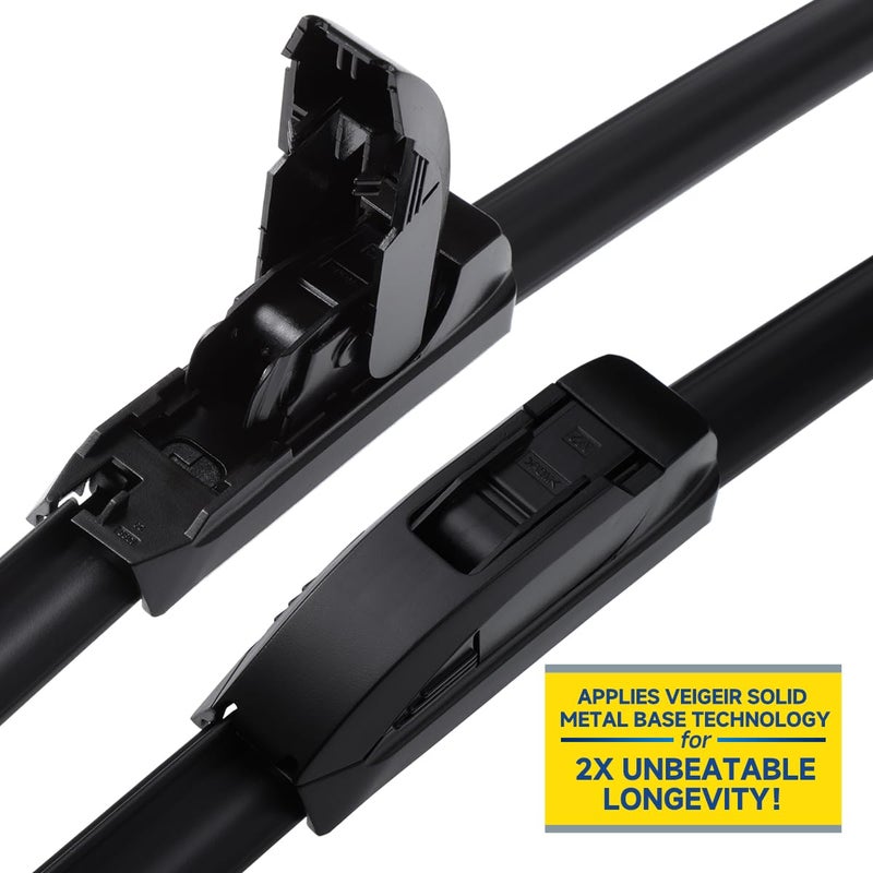 VEIGEIR 3 Pack Windshield Wiper Blades Compatible with 2007-2017 Jeep Wrangler 2008-2018 Wrangler JK Original Factory Quality Front Rear Wipers Blade Set for My Car - 15" 15" 13" - Image 4