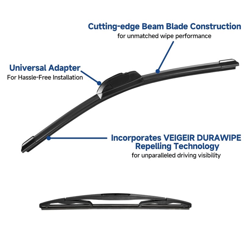 VEIGEIR 3 Pack Windshield Wiper Blades Compatible with 2007-2017 Jeep Wrangler 2008-2018 Wrangler JK Original Factory Quality Front Rear Wipers Blade Set for My Car - 15" 15" 13" - Image 2