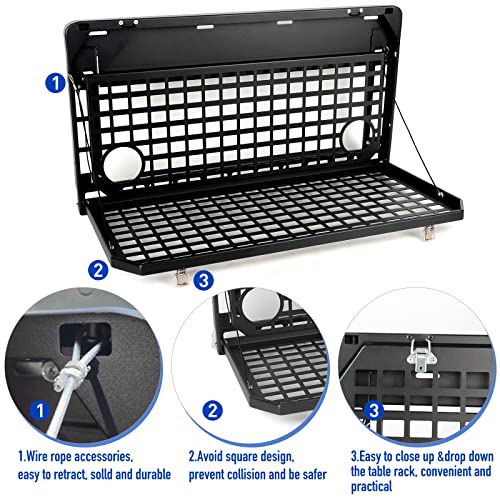 EOIS Tailgate Table Rear Foldable Cargo Shelf Aluminum Alloy Storage Shelf MOLLE Panel for Jeep Wrangler JK JKU JL JLU - Image 5