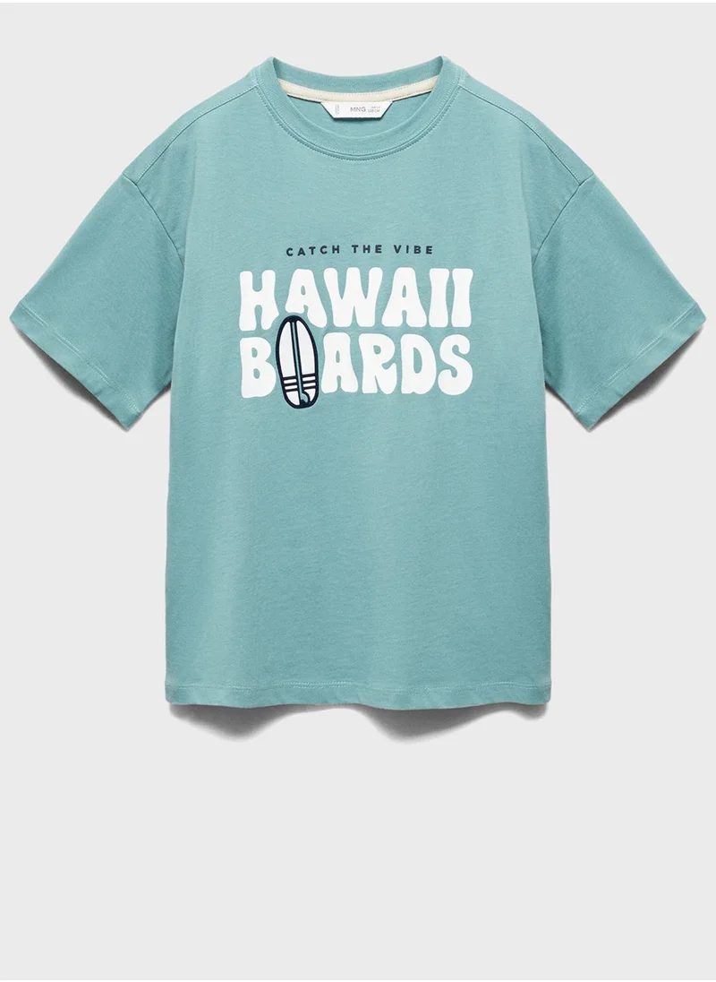 مانجو Kids Printed Message Crew Neck T-Shirt