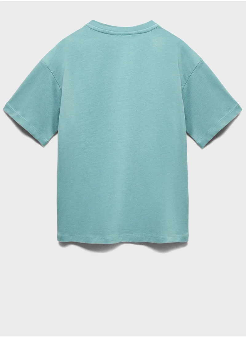 مانجو Kids Printed Message Crew Neck T-Shirt