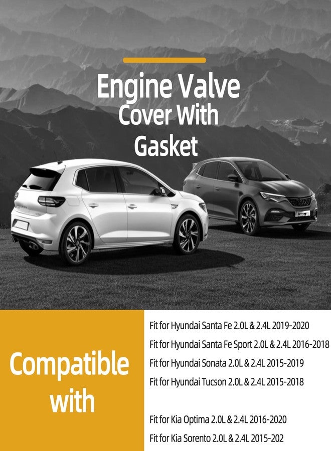 JAVOUKA 224002GGB0 224102GGA1 Engine Valve Cover Compatible with Hyundai Santa Fe 2019-2020 for Santa Sonata 2015-2019 for Tucson 2015-2018 for Kia Optima 2016-2020 for Sorento 2015-2020 2.0L & 2.4L - Image 2
