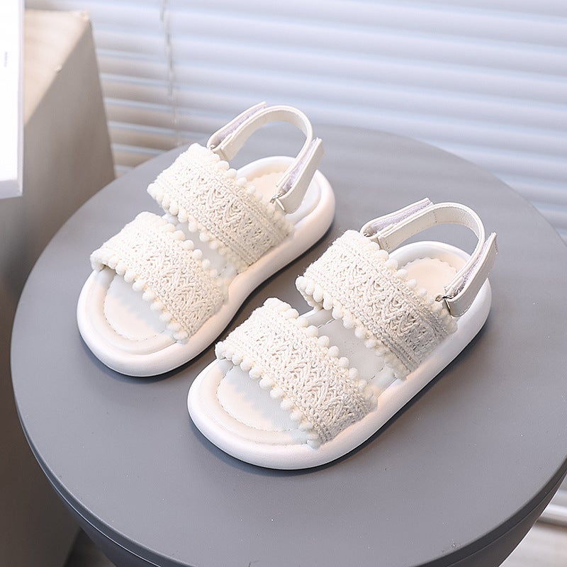Children'S Sandals Comfortable Soft-Soled Dual-Purpose Sandals And Slippers Korean-Style Flying-Woven Solid Color Open-Toe Beach Shoes - Image 3