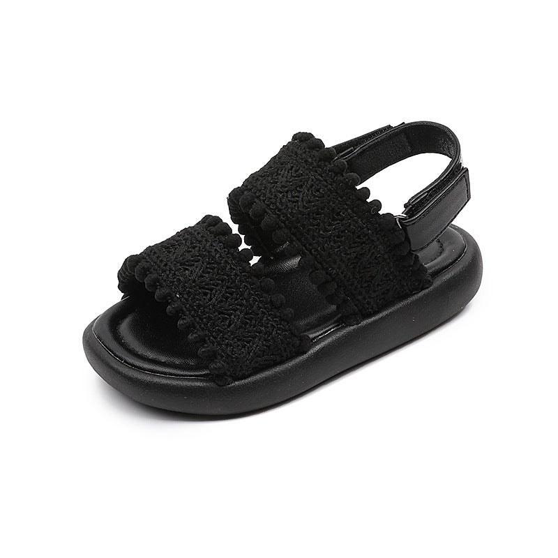 Children'S Sandals Comfortable Soft-Soled Dual-Purpose Sandals And Slippers Korean-Style Flying-Woven Solid Color Open-Toe Beach Shoes - Image 1