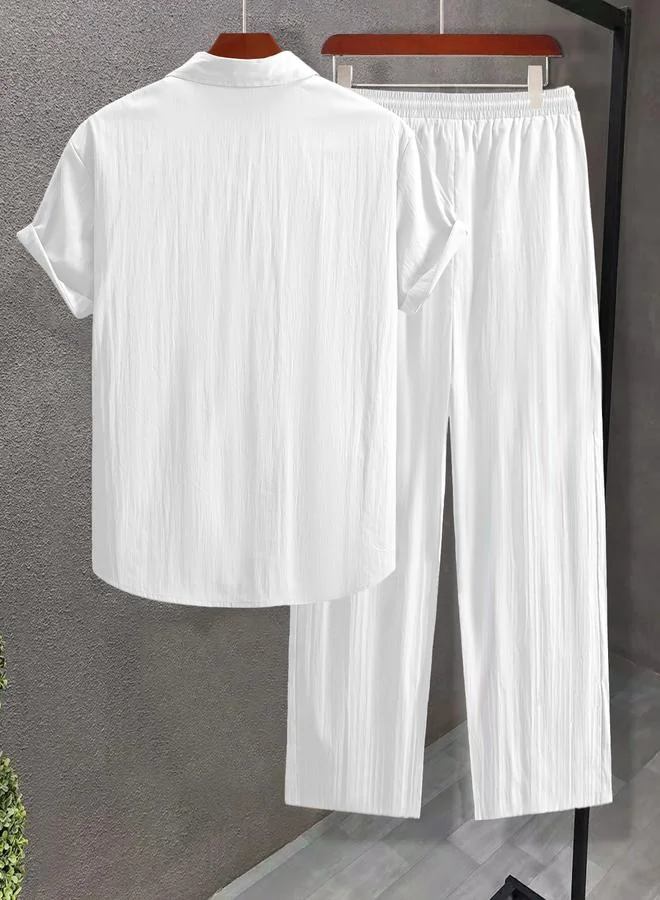 تايك تو Men Plus Size Textured Shirt and Pants Co-ord Set