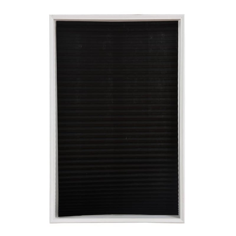 JstDoit Temporary Blinds Vertical Pleated Blinds No Drilling Self Adhesive Blinds Easy to Install Fits Blinds Window Roller for Bathroom Kitchen Living Room Office Window Black 90  180cm
