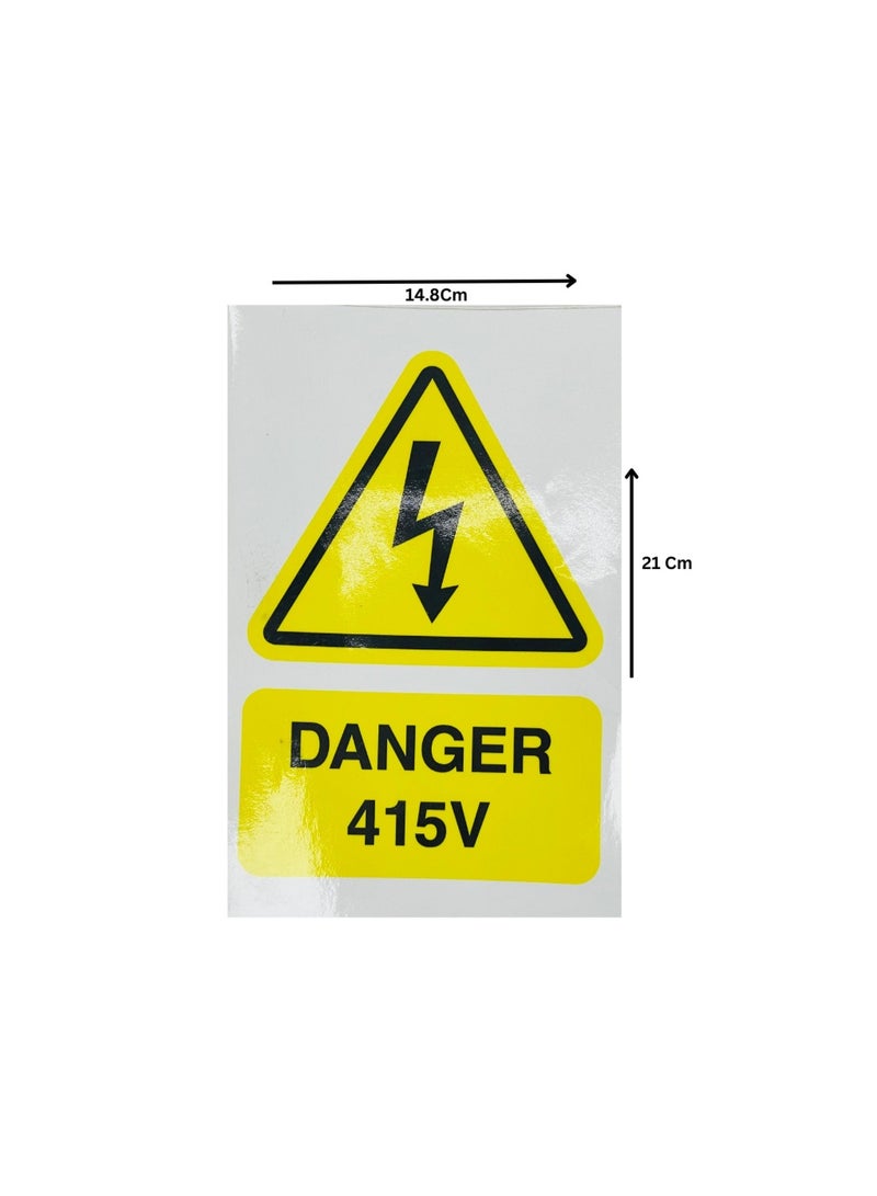 Safety Warning Sticker – Electrical Voltage 415V with 5 mm Foam Board - Image 1