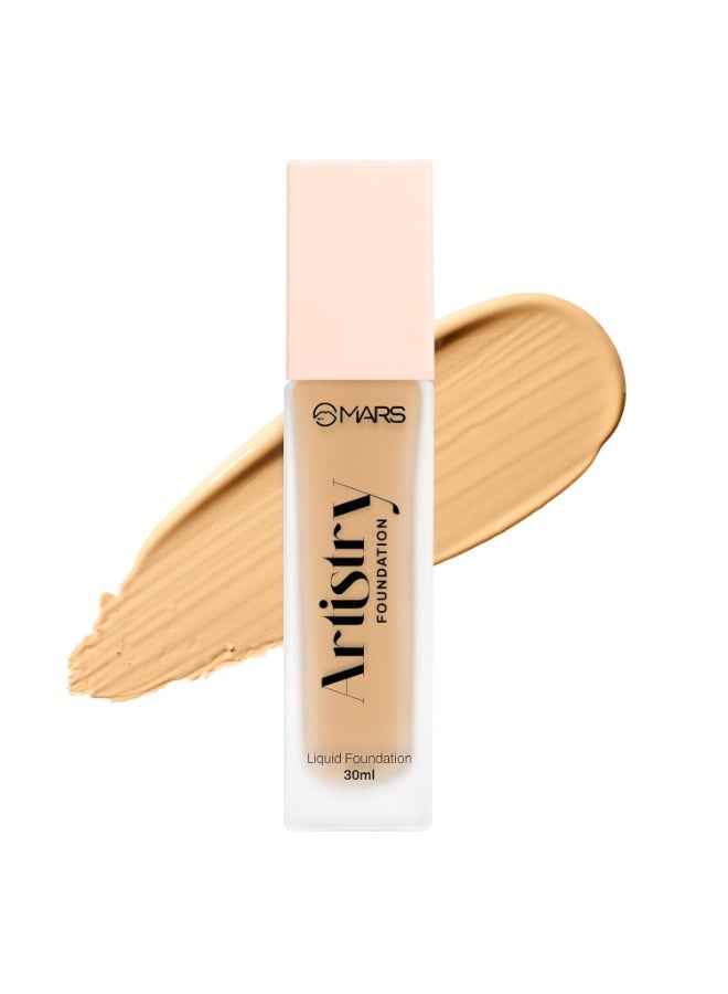 مارس كريم أساس سائل مطفي من مارس أرتيستري لإطلالة مشرقة (30 مل) (بنكهة اللوز المحمص) | مكونات العناية بالبشرة | تغطية متوسطة إلى عالية | مرطب | تركيبة خفيفة الوزن تدوم طويلًا - Image 1