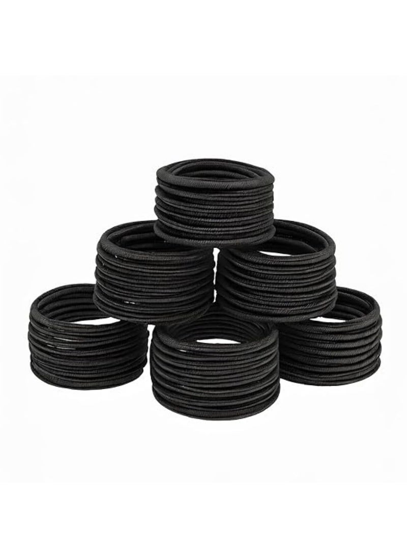 Neva Nude - Neva Nude No Damage Elastic Black Hair Tie Bands 100 Pack  Stylish  Durable 4mm Hair Ties  Snag Free  Gentle for Thin Thick Straight Curly Hair - Image 1