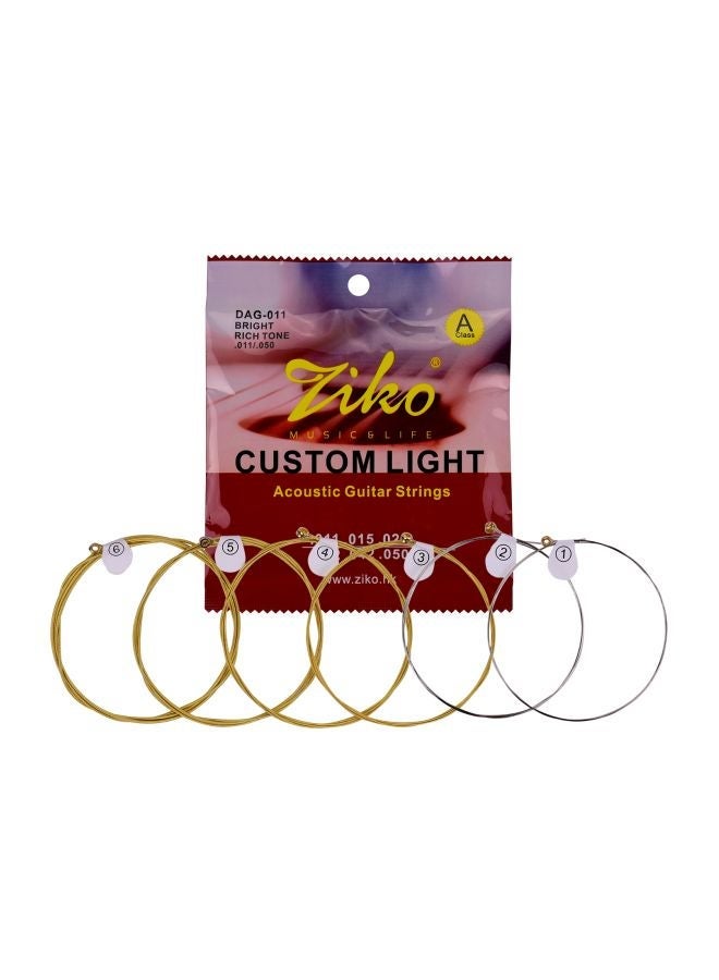 ZIKO 6-Piece Acoustic Guitar String DUS Silver Plated Ballad Guitar String 012 - Image 1