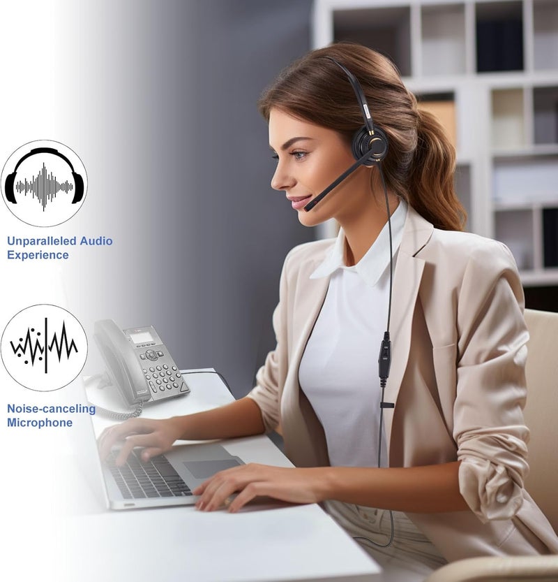 Arama Phone Headset for Cisco Landline, Noise Canceling Microphone Mute Switch Telephone Headset Compatible with Cisco IP-7821 7841 7942G 7931G 7940 7941G 7945G 7960 7961G 7962G 7965G 7975G 8811 8841 - Image 3