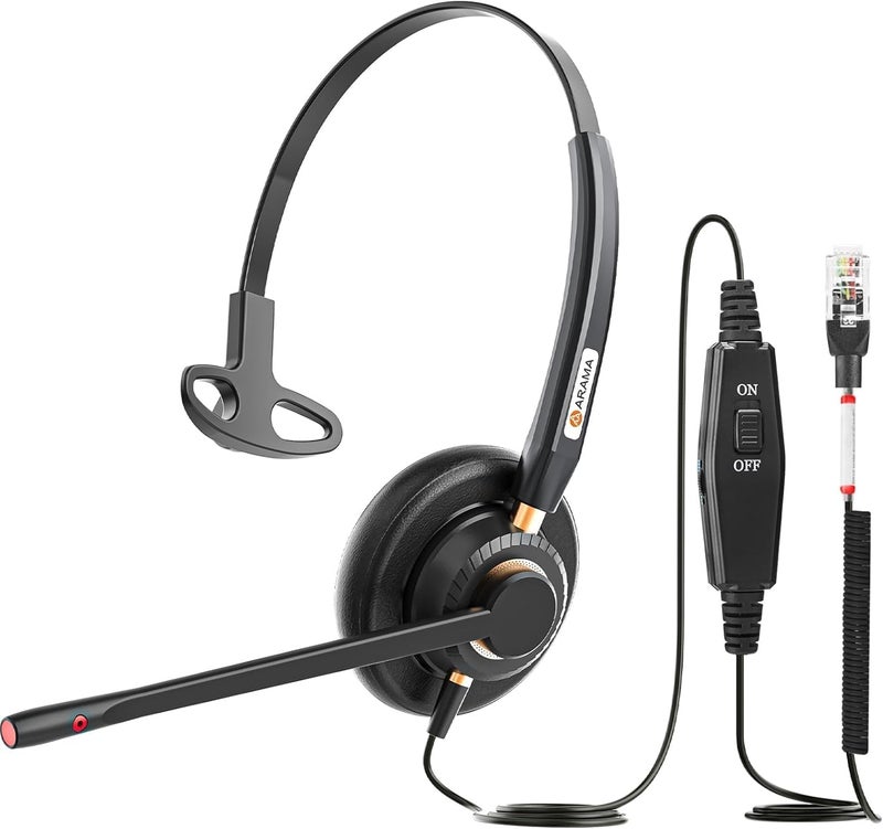 Arama Phone Headset for Cisco Landline, Noise Canceling Microphone Mute Switch Telephone Headset Compatible with Cisco IP-7821 7841 7942G 7931G 7940 7941G 7945G 7960 7961G 7962G 7965G 7975G 8811 8841 - Image 1