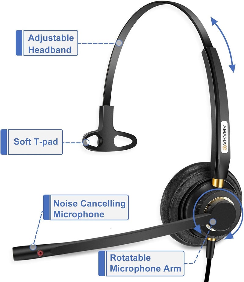 Arama Phone Headset for Cisco Landline, Noise Canceling Microphone Mute Switch Telephone Headset Compatible with Cisco IP-7821 7841 7942G 7931G 7940 7941G 7945G 7960 7961G 7962G 7965G 7975G 8811 8841 - Image 4