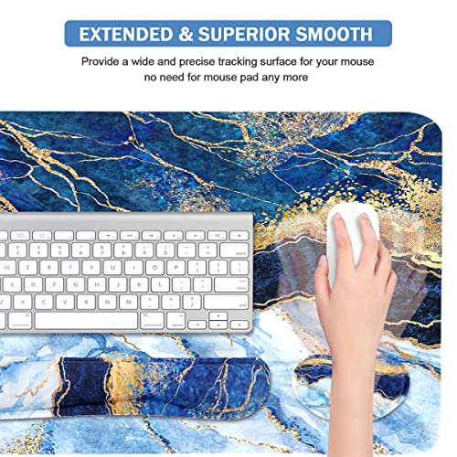 Yunoble Ergonomic Large Mouse Pad and Keyboard Wrist Rest, Desk Pad for Keyboard and Mouse, 4-in-1 Large Gaming Mouse Pad with Wrist Support - Light Blue - Image 4