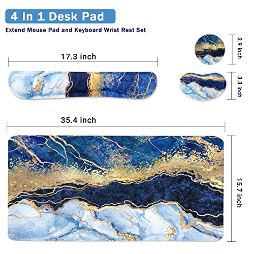 Yunoble Ergonomic Large Mouse Pad and Keyboard Wrist Rest, Desk Pad for Keyboard and Mouse, 4-in-1 Large Gaming Mouse Pad with Wrist Support - Light Blue - Image 3