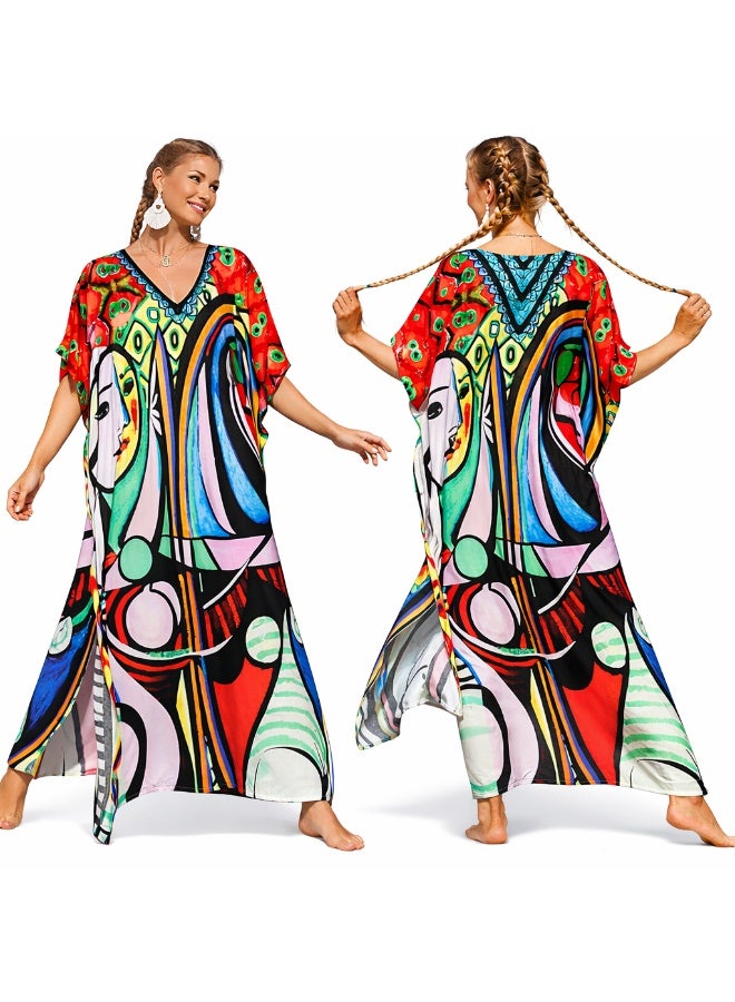 SHOWDAY Womens Swimsuit Cover-ups Summer Crochet Bathing Suit Bikini Cover Up Sleeveless Beachwear Tunic Tops Cash Mayo for Women Long Beach Dress Floral Lace - Image 1
