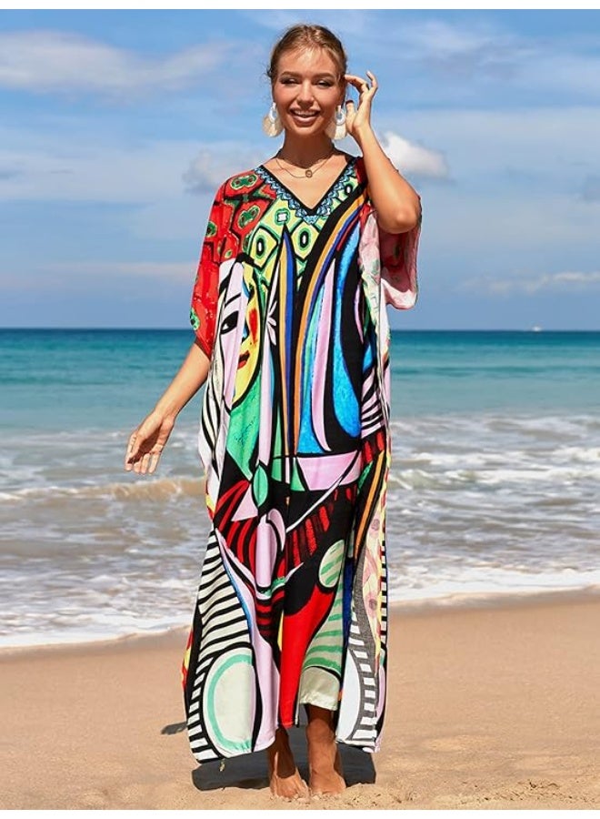 SHOWDAY Womens Swimsuit Cover-ups Summer Crochet Bathing Suit Bikini Cover Up Sleeveless Beachwear Tunic Tops Cash Mayo for Women Long Beach Dress Floral Lace - Image 2