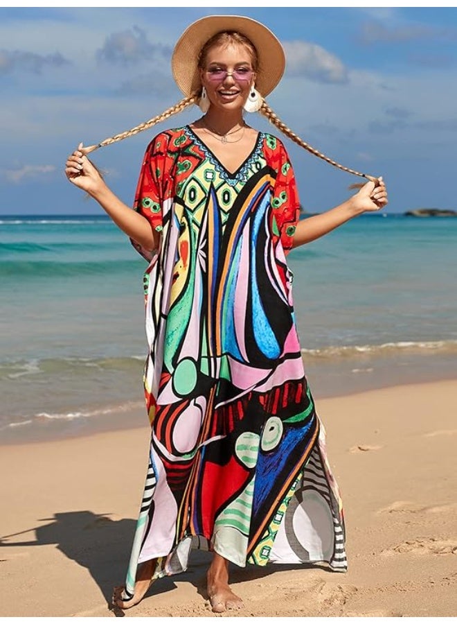 SHOWDAY Womens Swimsuit Cover-ups Summer Crochet Bathing Suit Bikini Cover Up Sleeveless Beachwear Tunic Tops Cash Mayo for Women Long Beach Dress Floral Lace - Image 4