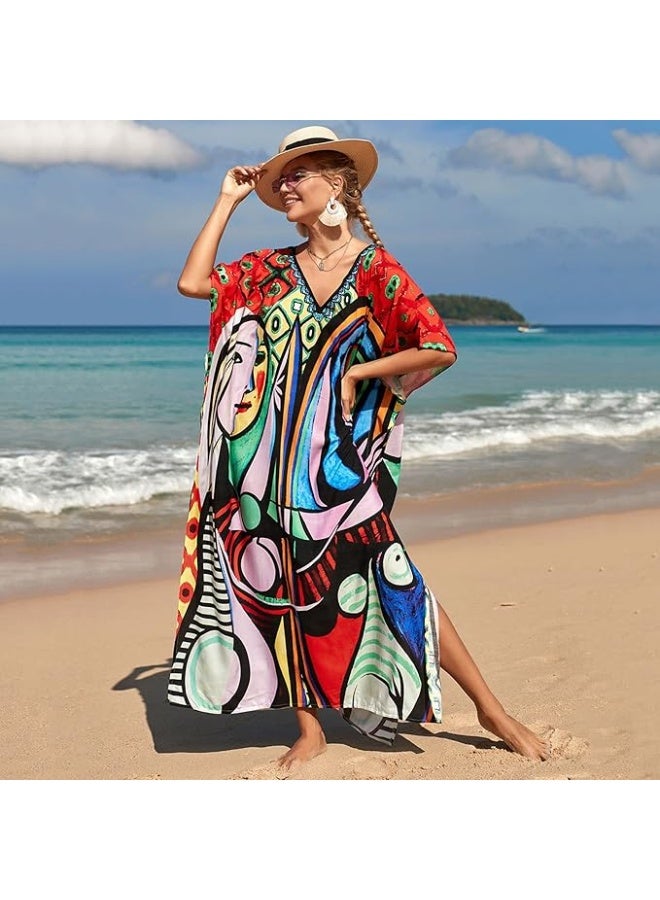 SHOWDAY Womens Swimsuit Cover-ups Summer Crochet Bathing Suit Bikini Cover Up Sleeveless Beachwear Tunic Tops Cash Mayo for Women Long Beach Dress Floral Lace - Image 5