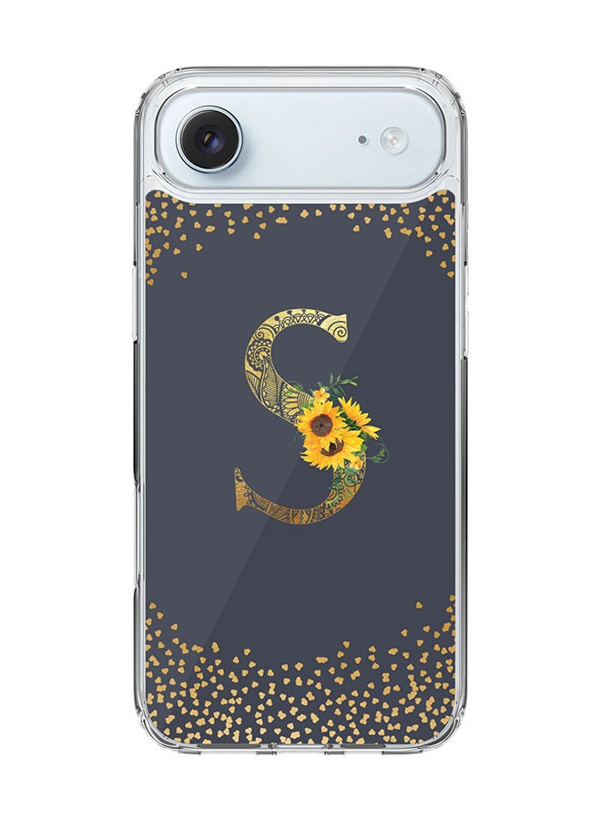 Stylizedd Classic Clear MagSafe Case for iPhone 17 Air , Hybrid Soft Case Flexible Edges Anti Drop TPU PC Gel Thin Transparent Cover [ Designed for iPhone 17 Air ] - Custom Monogram Initial Letter Floral Pattern Alphabet - S  (Grey )