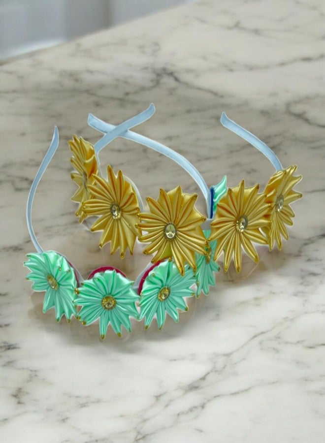 Maahal Floral hairband Flower Hair Band flower hair accessories Head Band for Women and Girls Tiara wedding|Pack of 3 - Image 1