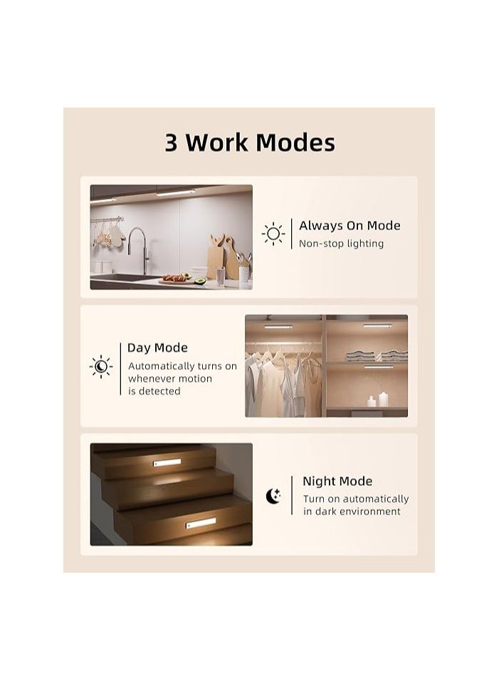 EZVALO Under Cabinet Lights, 62 LED Rechargeable Battery Operated Motion Sensor Light Indoor 3 Color Temps, Wireless Closet Lights Under Counter Lights for Kitchen 6 Pack - Image 4