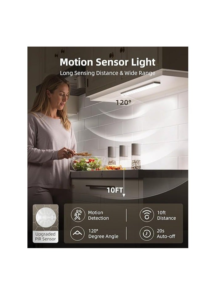 EZVALO Under Cabinet Lights, 62 LED Rechargeable Battery Operated Motion Sensor Light Indoor 3 Color Temps, Wireless Closet Lights Under Counter Lights for Kitchen 6 Pack - Image 2