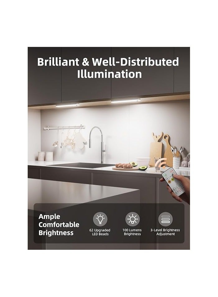 EZVALO Under Cabinet Lights, 62 LED Rechargeable Battery Operated Motion Sensor Light Indoor 3 Color Temps, Wireless Closet Lights Under Counter Lights for Kitchen 6 Pack - Image 5