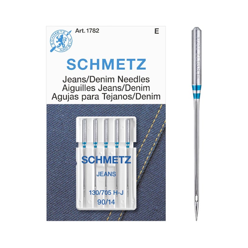 SCHMETZ Jean & Denim Sewing Machine Needles - Precision Needles for Heavy Fabric, Size 90/14, 5-Needle Cards, Pack of 5 - Image 3
