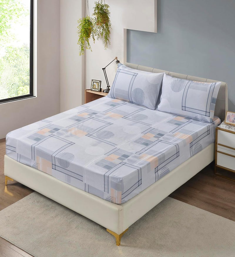 La Maison LAMISON Microfiber Printed 6pcs Comforter Set| QUEEN|1 Comforter (220X240cm), 1 Fitted Sheet (160X200+35cm), 2 Pillowshams (50X75+5cm) 2 Pillowcase (50X75cm)| With Soft Filling| Design: TR-4703-2 - Image 2