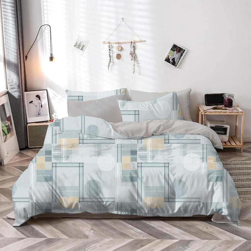 La Maison LAMISON Microfiber Printed 6pcs Comforter Set| QUEEN|1 Comforter (220X240cm), 1 Fitted Sheet (160X200+35cm), 2 Pillowshams (50X75+5cm) 2 Pillowcase (50X75cm)| With Soft Filling| Design: TR-4703-2 - Image 1