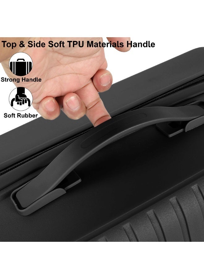 SENATOR Unisex Expandable Hard Case Luggage Lightweight PP Fashion Trolley Luggage with 4 Double Spinner Wheel and Safe Zippers KH1006-Black - Image 5