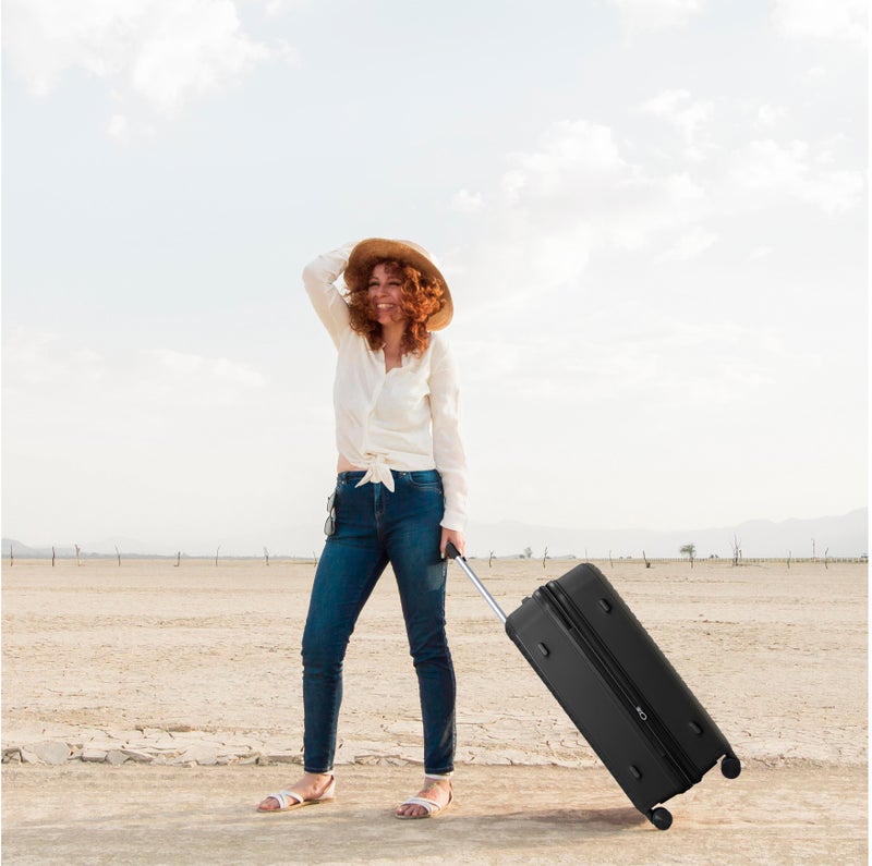 SENATOR Unisex Expandable Hard Case Luggage Lightweight PP Fashion Trolley Luggage with 4 Double Spinner Wheel and Safe Zippers KH1006-Black - Image 2