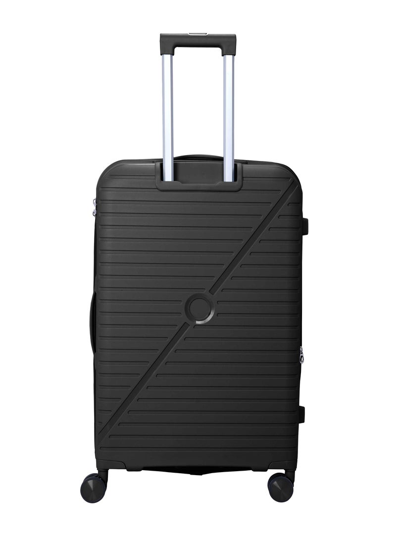 SENATOR Unisex Expandable Hard Case Luggage Lightweight PP Fashion Trolley Luggage with 4 Double Spinner Wheel and Safe Zippers KH1006-Black  - Image 2
