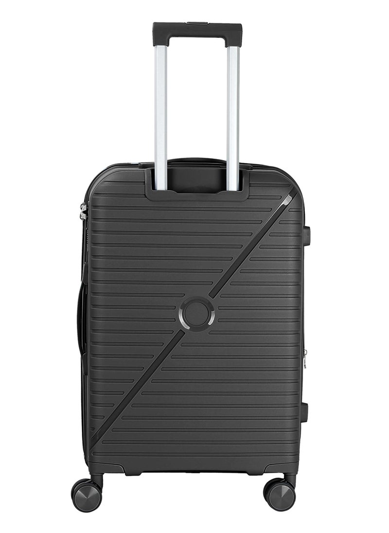 SENATOR Unisex Expandable Hard Case Luggage Lightweight PP Fashion Trolley Luggage with 4 Double Spinner Wheel and Safe Zippers KH1006-Black  - Image 4
