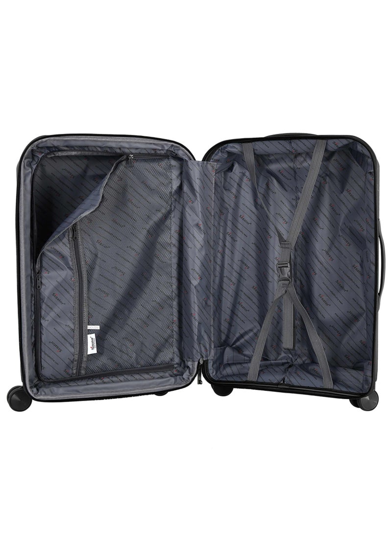 Unisex Expandable Hard Case Luggage Lightweight PP Fashion Trolley Luggage with 4 Double Spinner Wheel and Safe Zippers KH1006-Black