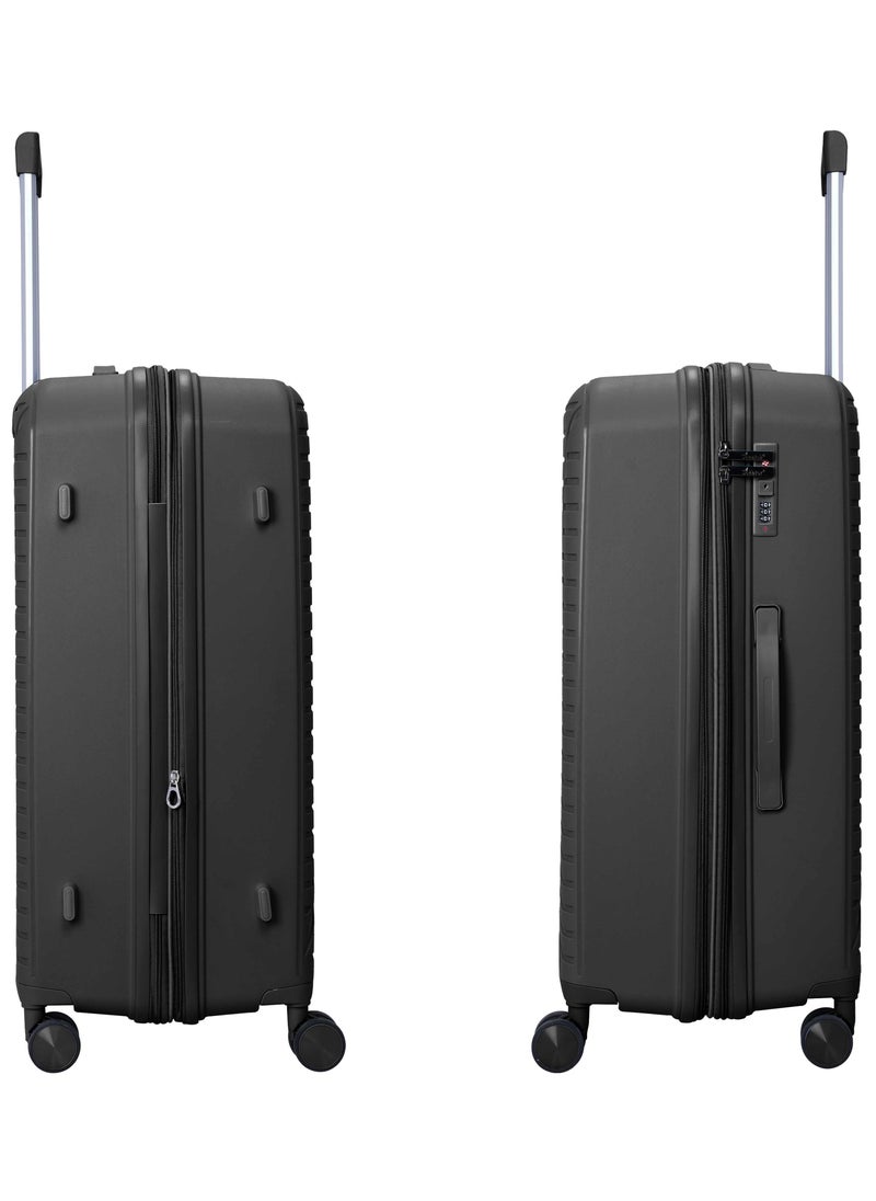 SENATOR Unisex Expandable Hard Case Luggage Lightweight PP Fashion Trolley Luggage with 4 Double Spinner Wheel and Safe Zippers KH1006-Black  - Image 5