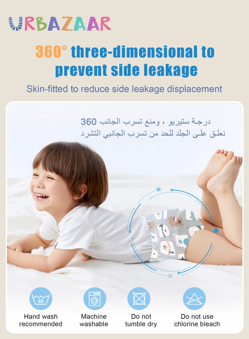 URbazaar Baby Potty Training Underwear for Boys and Girls, 5 Pack Absorbent Training Pants for Toddlers with Printed Reusable Cotton Toilet Training Pants for 12-18kg Kids (2-4 Years) - Image 5