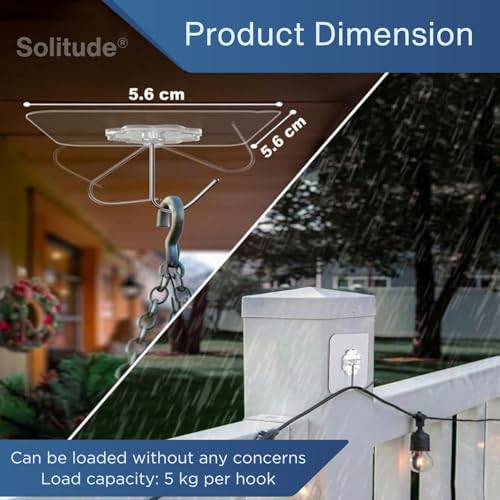 Solitude 100 Pieces PVC Heavy Duty Self Adhesive Stainless Hooks Transparent Waterproof and Oilproof Wall Hooks for Kitchen, Bathroom Shower Door Outdoor Home Improvement Utility Hook - Image 2