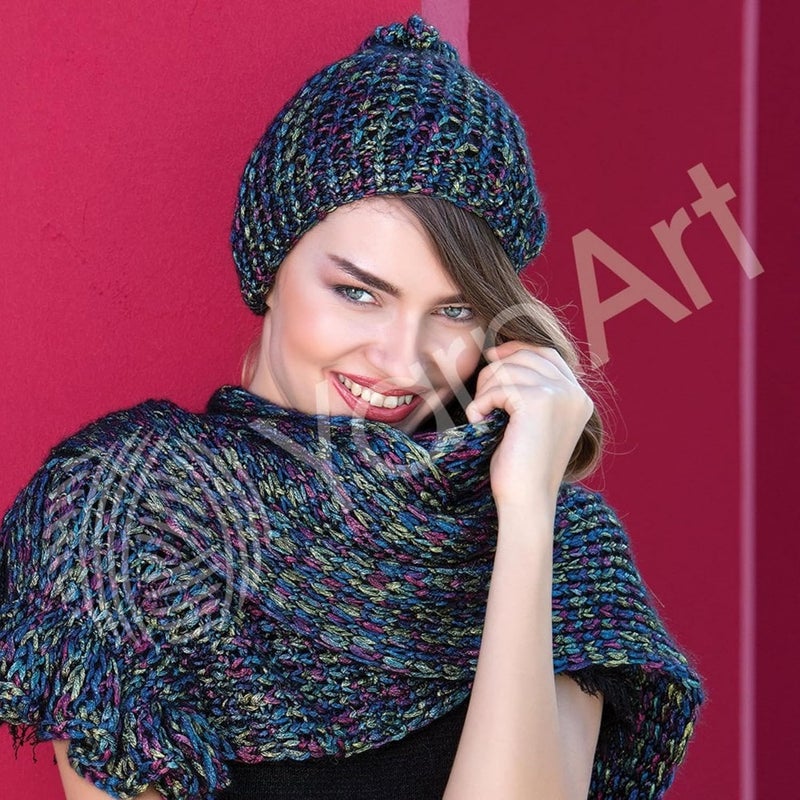 YarnArt 1 كرة من خيط يارن آرت ميلودي المتنوع خيط شينيت لامع بلمسة معدنية للخياطة والكروشيه 100 جرام 35 أونصة 230 متر 251 ياردة 70 بولياميد 21 أكريليك 9 صوف مزيج 901 - Image 4