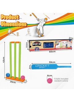 Home Smart Home Smart Cricket Play Set for Kids Lightweight and Durable Beach Plastic Cricket Set Include Bat Ball and stumps for Play  - Image 2