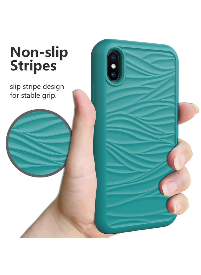 S-TOP Case For iPhone X & XS Wave Pattern 3 in 1 Silicone+PC Shockproof Protective Case - Image 5