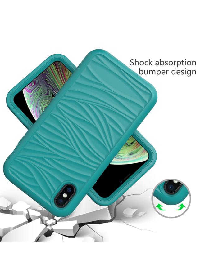 S-TOP Case For iPhone X & XS Wave Pattern 3 in 1 Silicone+PC Shockproof Protective Case - Image 3