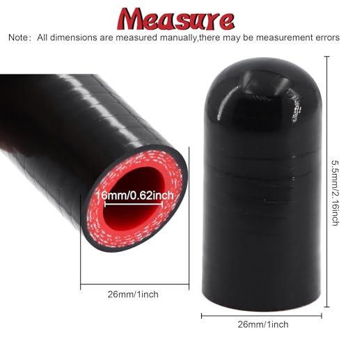 TuoLauthon 2Pcs High Temperature 4Ply Reinforced Silicone Hose Cap ID 58 Inch16mm Hose End Plug for Turbo Bypass ValveThrottle Body Water PortHeater CoreCoolant Heater Bypass Vacuum Water Port - Image 3