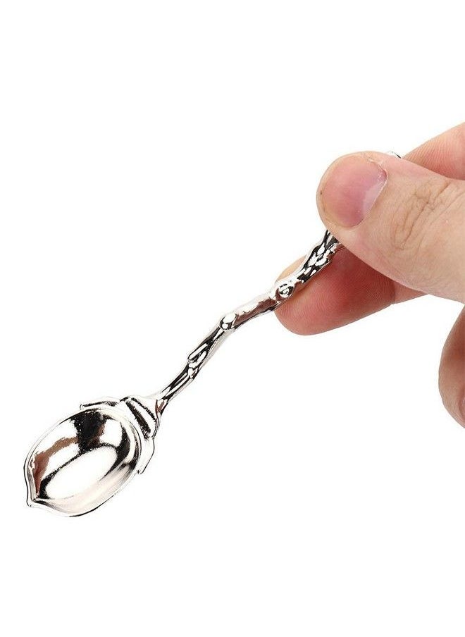 Zerodis 6Pcs Teaspoon Set Small Vintage Retro Royal Zinc Alloy Dessert Spoon With Fork Silverware Tableware Coffee Spoon For Home Kitchen Cafe Sugar Stir Ice Cream Cake  - Image 4